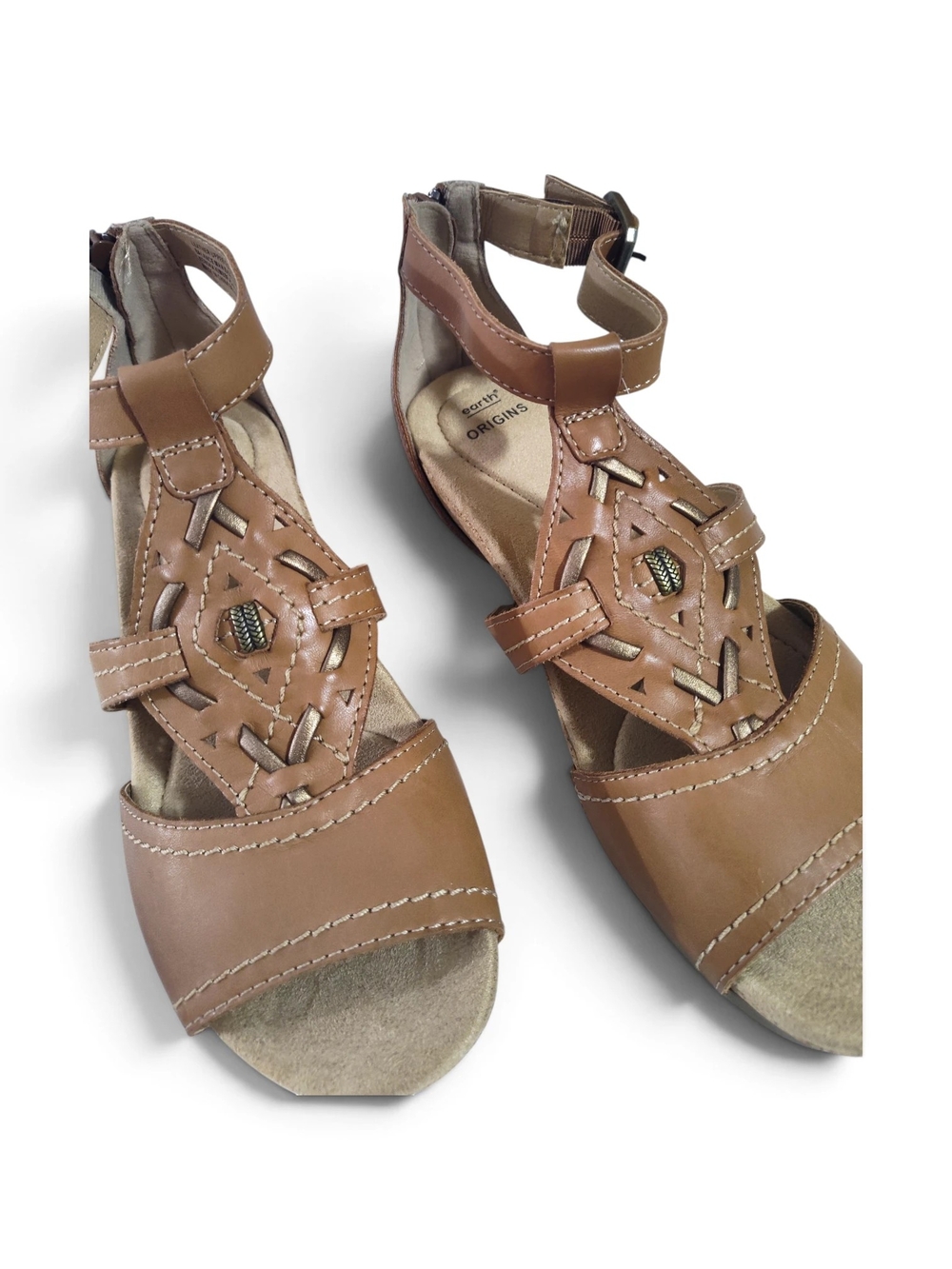 Earth Origins Kendra Kimber Womens Brown Leather Wedges Heels Shoes Size 8.5 - Picture 5 of 12